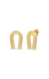 Sig Ward Horseshoe 14k Yellow Gold Diamond Earrings