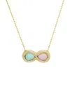 Sig Ward Infinity 14k Yellow Gold Chrysoprase; Opal And Diamond Necklace