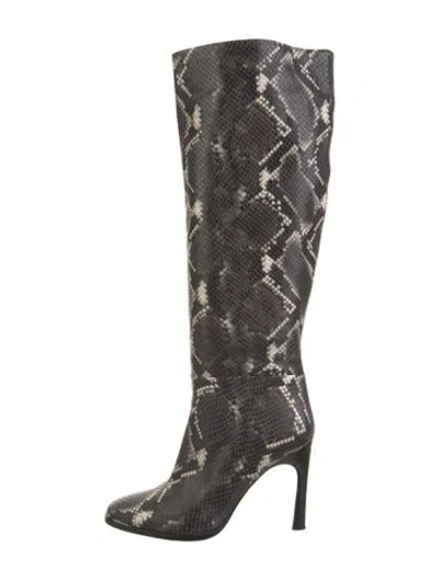 Pre-owned Sigerson Morrison Embossed Leather Animal Print Boots In Black
