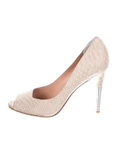 Pre-owned Sigerson Morrison Embossed Leather Animal Print Pumps In Neutral