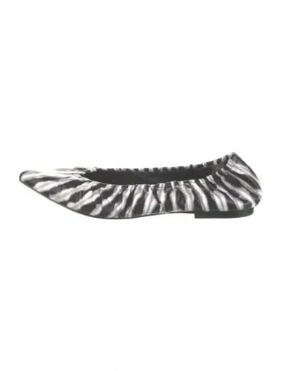 Pre-owned Sigerson Morrison Leather Animal Print Ballet Flats In White