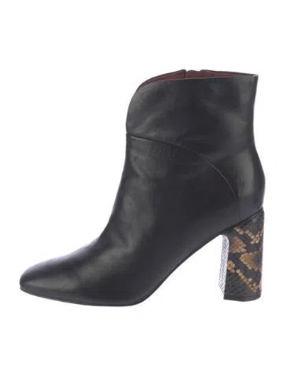 Pre-owned Sigerson Morrison Leather Animal Print Boots In Black