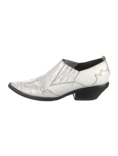 Pre-owned Sigerson Morrison Leather Animal Print Flats In White