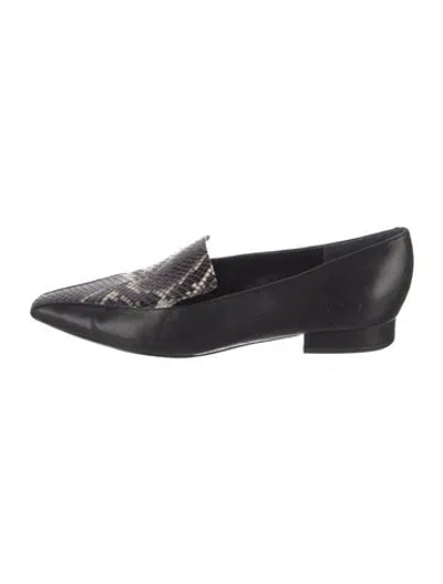 Pre-owned Sigerson Morrison Leather Animal Print Loafers In Black