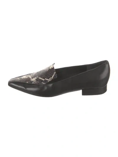Pre-owned Sigerson Morrison Leather Animal Print Loafers In Black