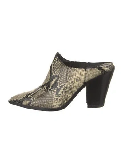 Pre-owned Sigerson Morrison Leather Animal Print Mules In Neutral