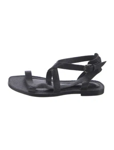 Pre-owned Sigerson Morrison Leather Animal Print Sandals In Black