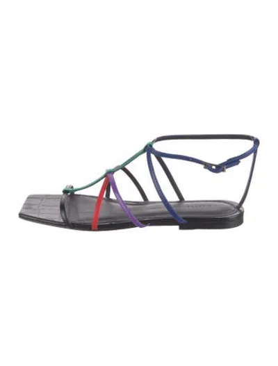 Pre-owned Sigerson Morrison Leather Animal Print Sandals In Black