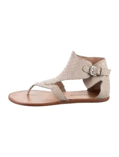 Pre-owned Sigerson Morrison Leather Animal Print Sandals In Neutrals