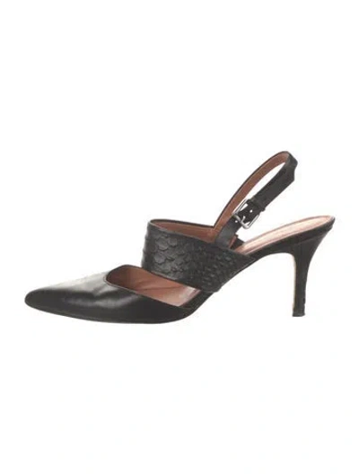 Pre-owned Sigerson Morrison Leather Animal Print Slingback Pumps In Black