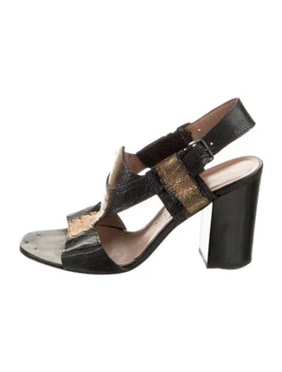 Pre-owned Sigerson Morrison Leather Animal Print Slingback Sandals In Multi