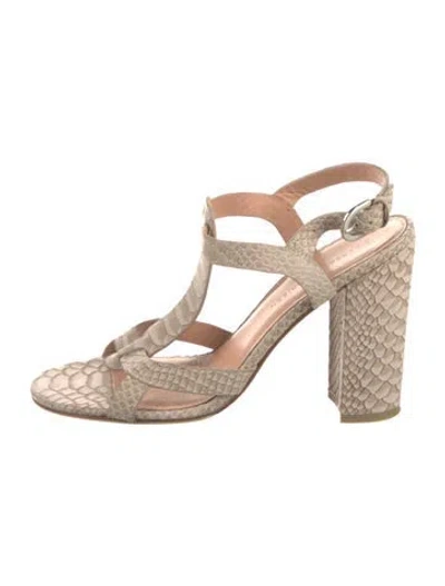 Pre-owned Sigerson Morrison Leather Animal Print T-strap Sandals In Neutral