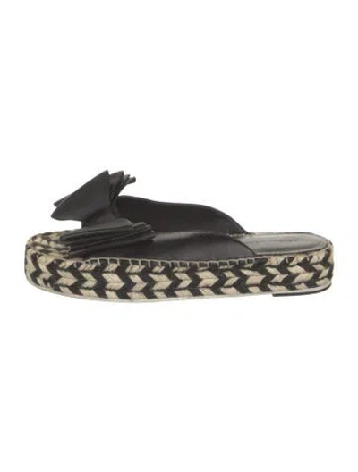 Pre-owned Sigerson Morrison Leather Bow Accents Slides In Black