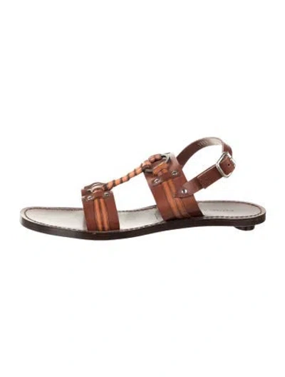 Pre-owned Sigerson Morrison Leather Braided Accents Sandals In Brown