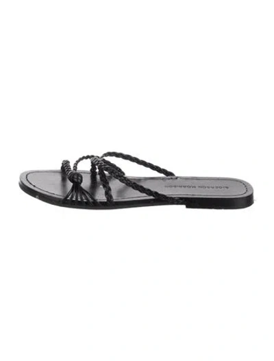Pre-owned Sigerson Morrison Leather Braided Accents Slides In Black