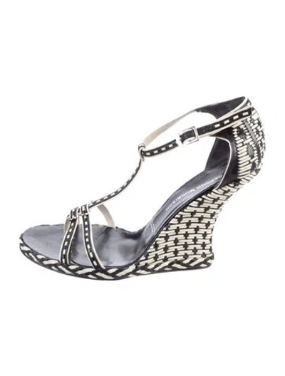 Pre-owned Sigerson Morrison Leather Colorblock Pattern T-strap Sandals In Transparent