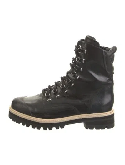 Pre-owned Sigerson Morrison Leather Combat Boots In Black