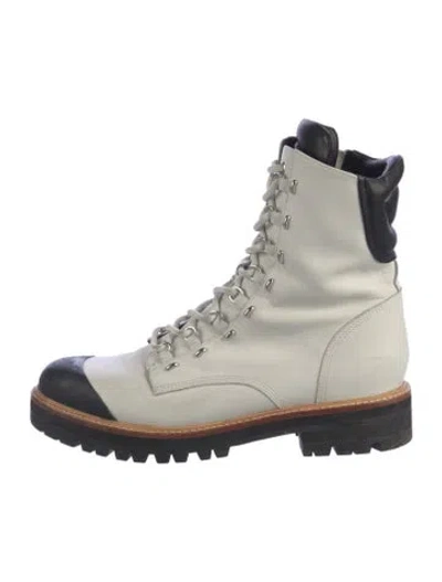 Pre-owned Sigerson Morrison Leather Combat Boots In White
