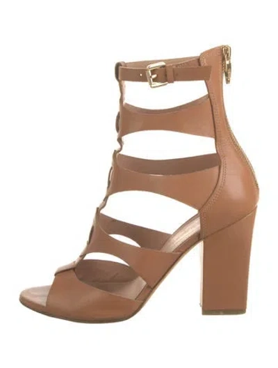 Pre-owned Sigerson Morrison Leather Cutout Accent Boots In Neutral