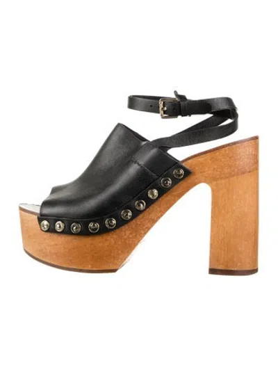 Pre-owned Sigerson Morrison Leather Cutout Accent Mules In Black