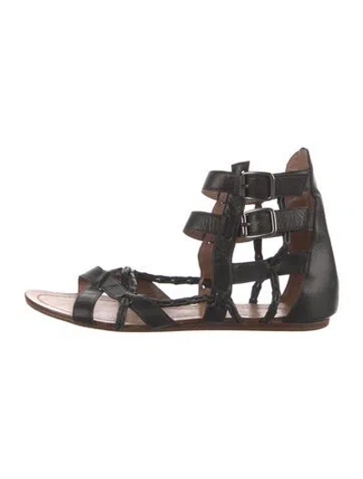 Pre-owned Sigerson Morrison Leather Gladiator Sandals In Black