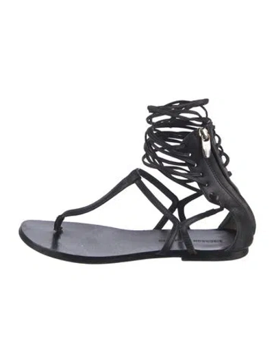 Pre-owned Sigerson Morrison Leather Gladiator Sandals In Black