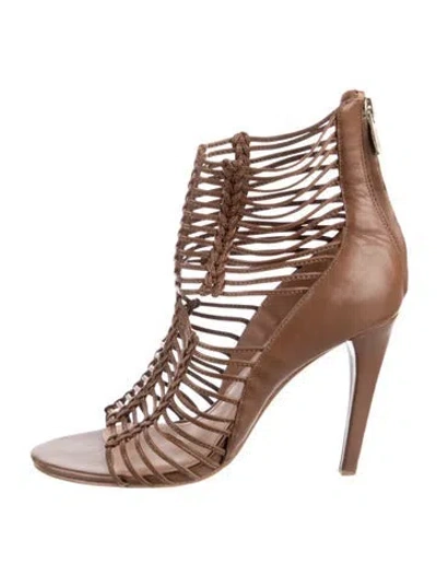 Pre-owned Sigerson Morrison Leather Gladiator Sandals In Brown/neutrals