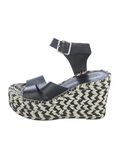 Pre-owned Sigerson Morrison Leather Houndstooth Print Espadrilles In Blue