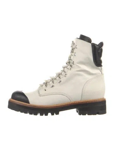Pre-owned Sigerson Morrison Leather Lace-up Boots In White