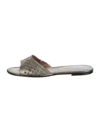 Pre-owned Sigerson Morrison Leather Lasercut Accents Flats In Green