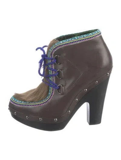 Pre-owned Sigerson Morrison Leather Patterned Boots In Brown