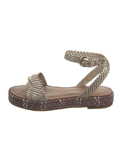 Pre-owned Sigerson Morrison Leather Printed Espadrilles In Gold