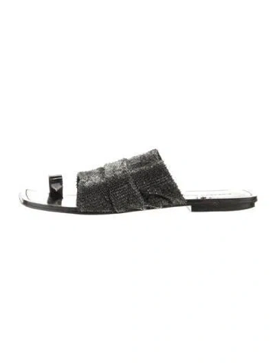 Pre-owned Sigerson Morrison Leather Printed Slides In Black
