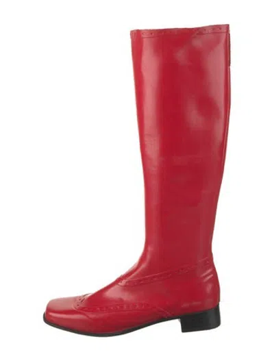 Pre-owned Sigerson Morrison Leather Rain Boots In Red