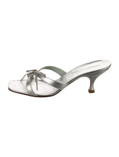 Pre-owned Sigerson Morrison Leather Slides In Silver