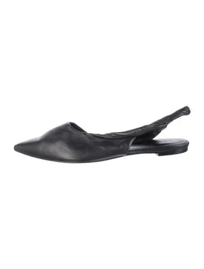 Pre-owned Sigerson Morrison Leather Slingback Flats In Black