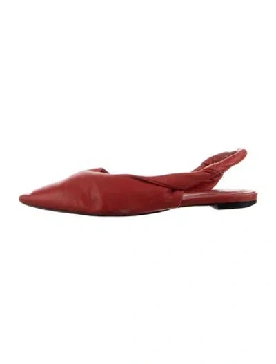 Pre-owned Sigerson Morrison Leather Slingback Flats In Red