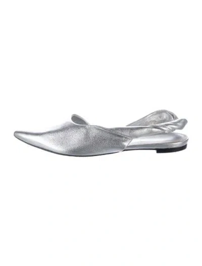 Pre-owned Sigerson Morrison Leather Slingback Flats In Silver
