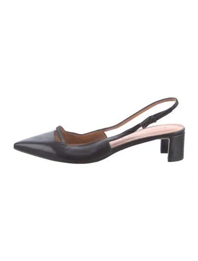 Pre-owned Sigerson Morrison Leather Slingback Pumps In Black
