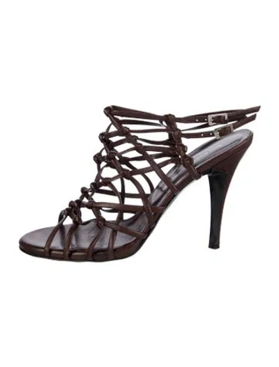 Pre-owned Sigerson Morrison Leather Slingback Sandals In Brown