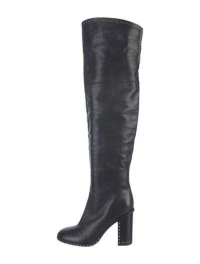 Pre-owned Sigerson Morrison Leather Studded Accents Boots In Black/blue