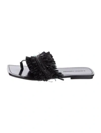 Pre-owned Sigerson Morrison Leather Tassel Accents Slides In Black