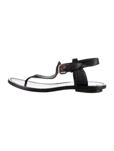 Pre-owned Sigerson Morrison Leather T-strap Sandals In Black