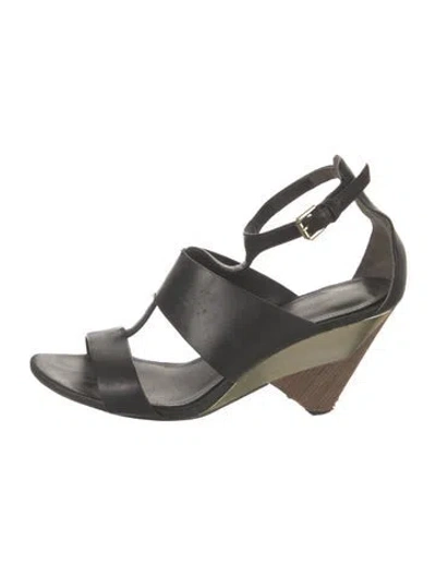Pre-owned Sigerson Morrison Leather T-strap Sandals In Black