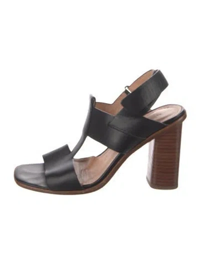 Pre-owned Sigerson Morrison Leather T-strap Sandals In Black