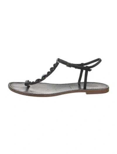 Pre-owned Sigerson Morrison Leather T-strap Sandals In Black