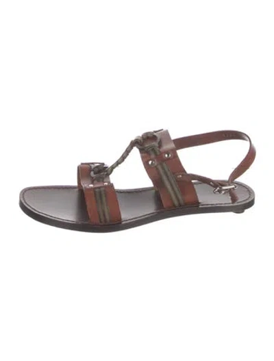 Pre-owned Sigerson Morrison Leather T-strap Sandals In Brown