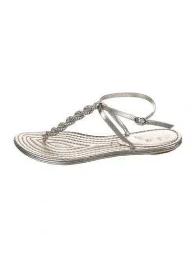 Pre-owned Sigerson Morrison Leather T-strap Sandals In Gold