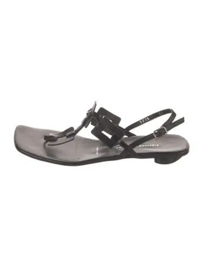 Pre-owned Sigerson Morrison Leather T-strap Sandals In Grey