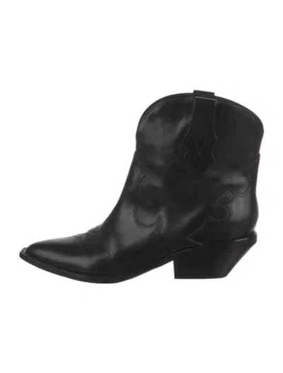 Pre-owned Sigerson Morrison Leather Western Boots In Black